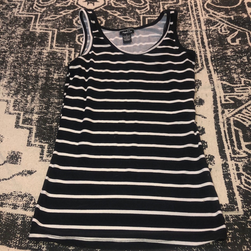 Rue 21 Black and White Striped Tank Top